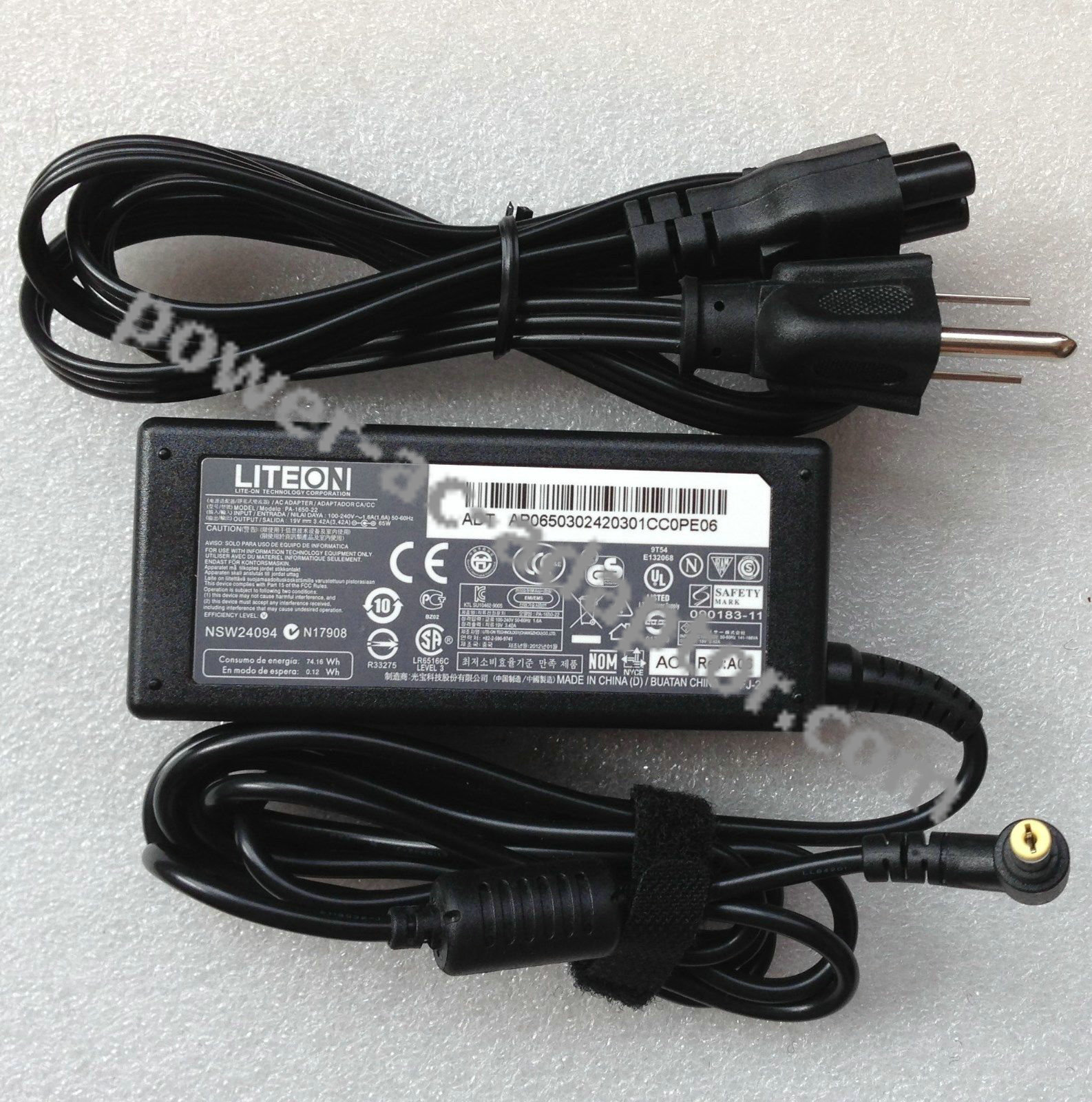 Original Genuine OEM Liteon ACER 19V 3.42A 65W AC Power Adapter - Click Image to Close