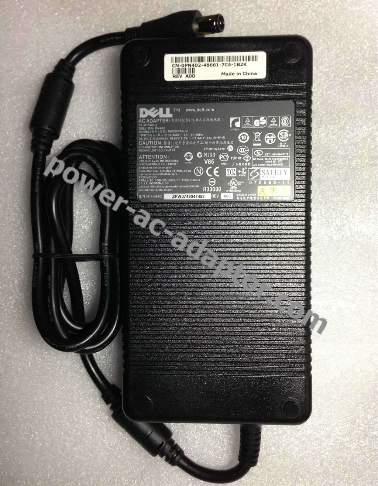 DELL XPS M1730 Ac Adapter 19.5V 11.8A 230w