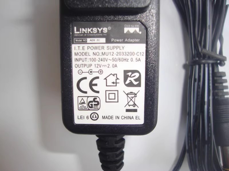 *Brand NEW* LINKSYS MU12-2033200-C12 12V 2A AC ADAPTER Power Supply - Click Image to Close