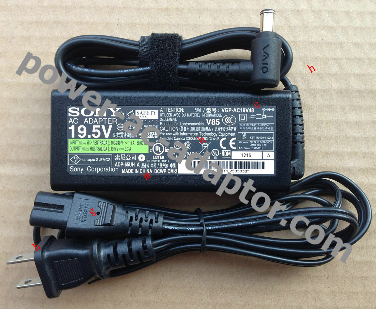 Sony Vaio VGN-AX Series 19.5V 3.3A VGP-AC19V48 AC Adapter - Click Image to Close