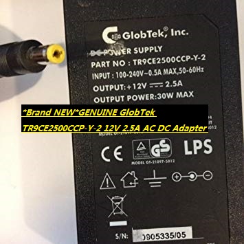 *Brand NEW*GENUINE GlobTek TR9CE2500CCP-Y-2 12V 2.5A AC DC Adapter POWER SUPPLY
