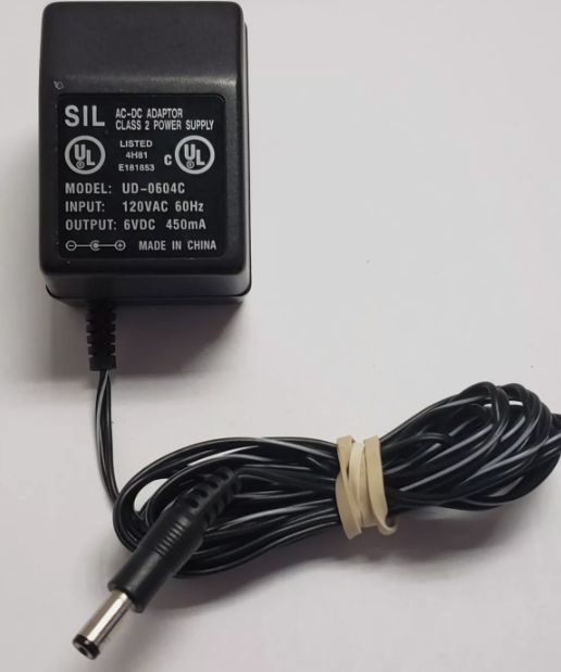 *Brand NEW*SIL Model UD-0604C 6V DC 450mA AC/DC Adapter Class 2 Power Supply