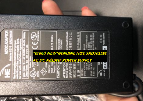 *Brand NEW* GENUINE H&E SAD7015SE 15V-4.5A AC DC Adapter POWER SUPPLY