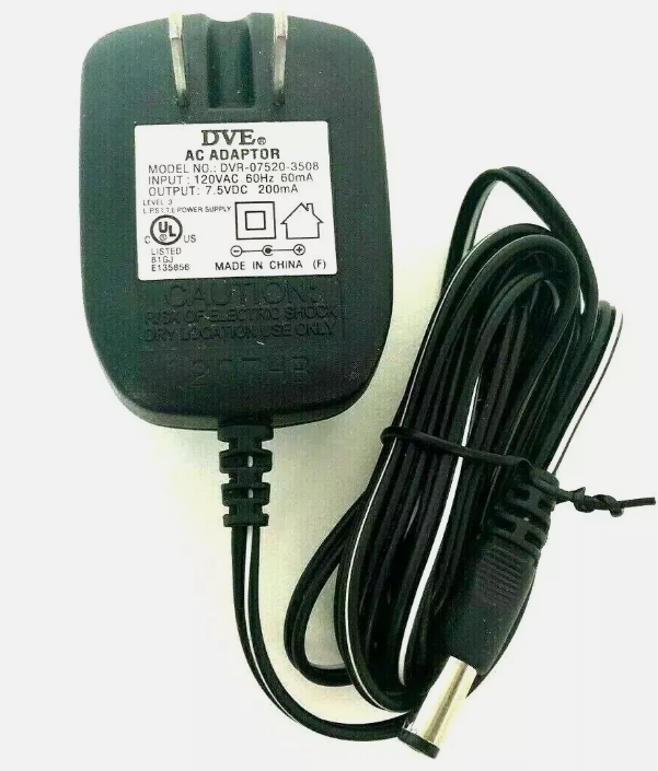 *Brand NEW*DVE Output 7.5V 200mA AC DC Adapter DVR-07520-3508 Power Supply Charger