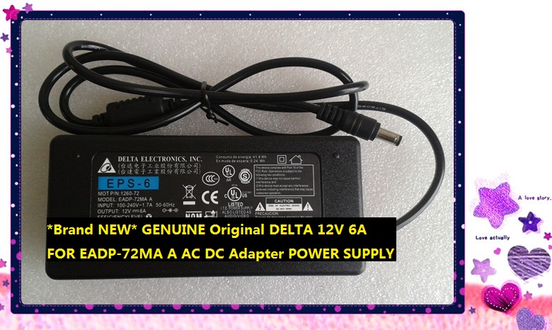 *Brand NEW* GENUINE Original DELTA 12V 6A FOR EADP-72MA A AC DC Adapter POWER SUPPLY - Click Image to Close